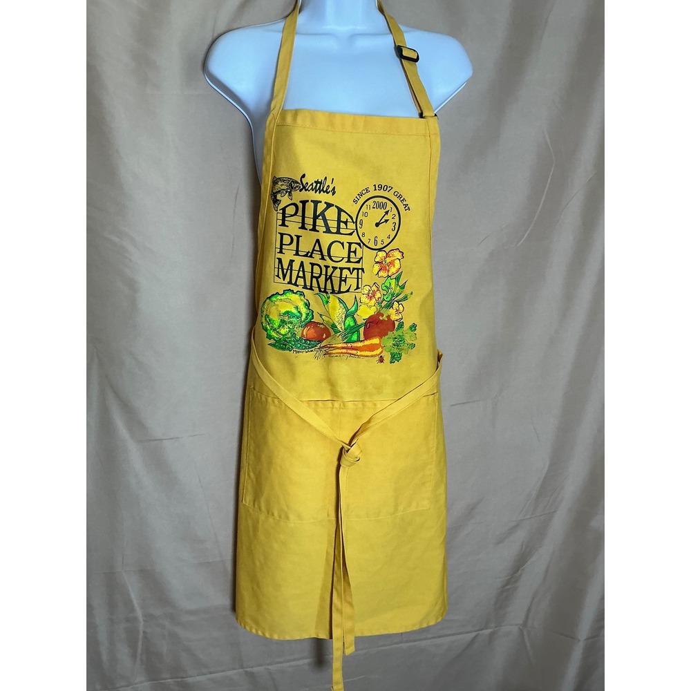 Fame Fabrics Seattle Pike Place Market Apron Unisex OS Yellow Good Graphic USA